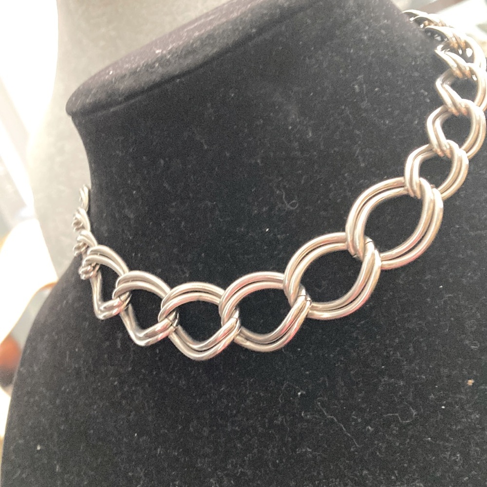 Silver Chunky Chain Link Choker Necklace